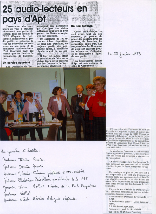 Article de presse : 25 audiolecteurs en Pays d'Apt